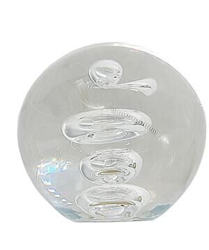 Vintage Pfeiffer Hand Made Holland Art Glass Paperweight Clear Spiral Swirl 3"